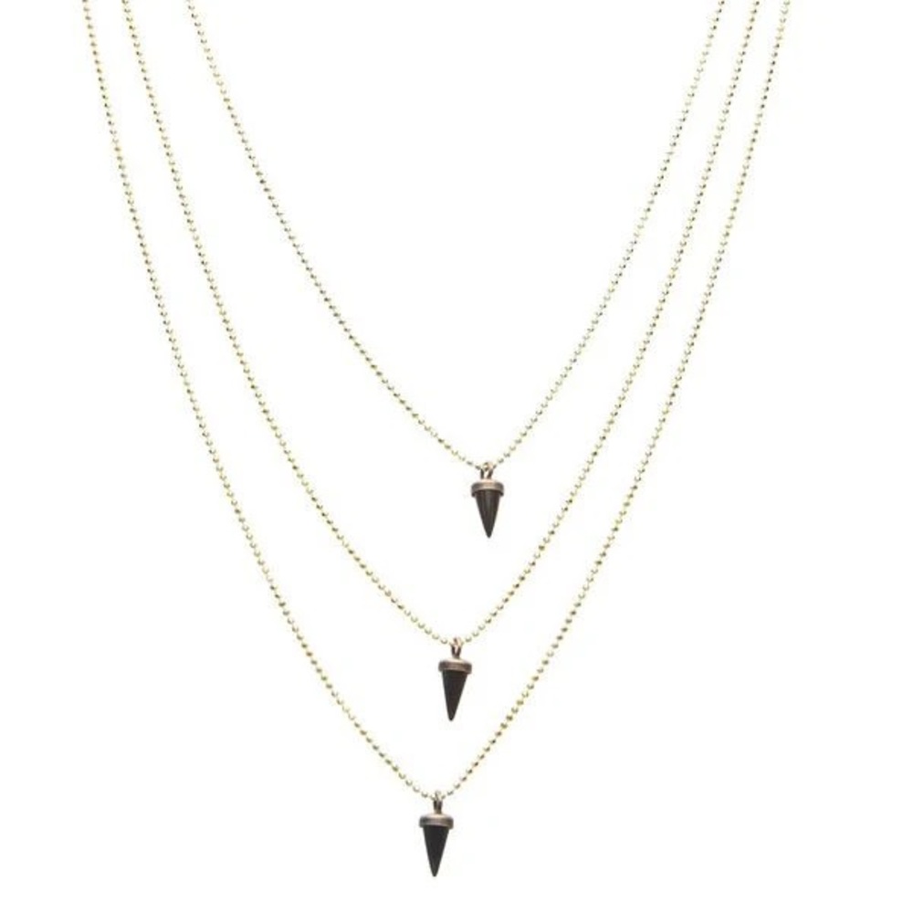NWOT LIONETTE Avish Necklace - 14k Gold Vermeil/Black Simulated Opals